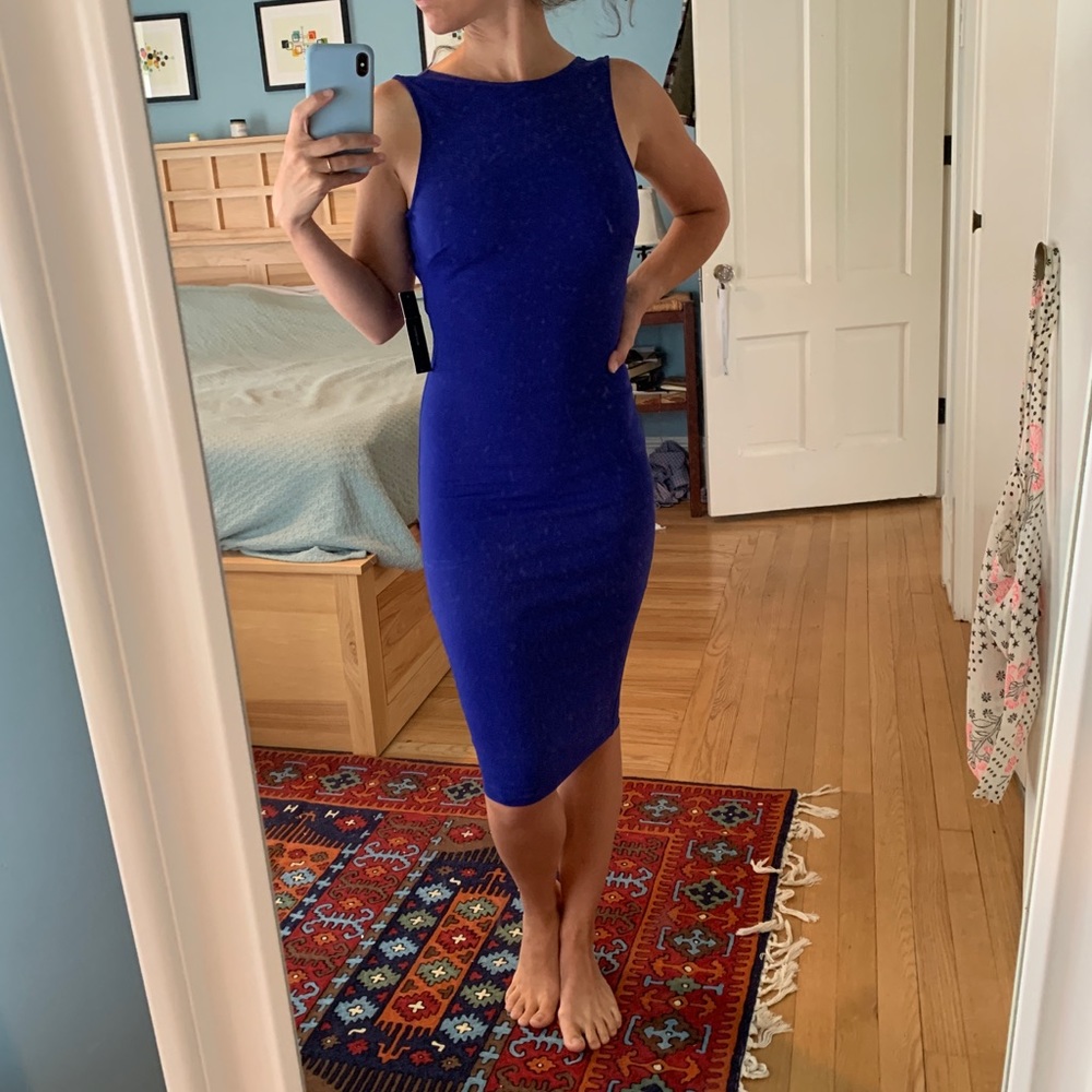 Lulu’s bodycon dress, size XS, royal blue, new with tags.